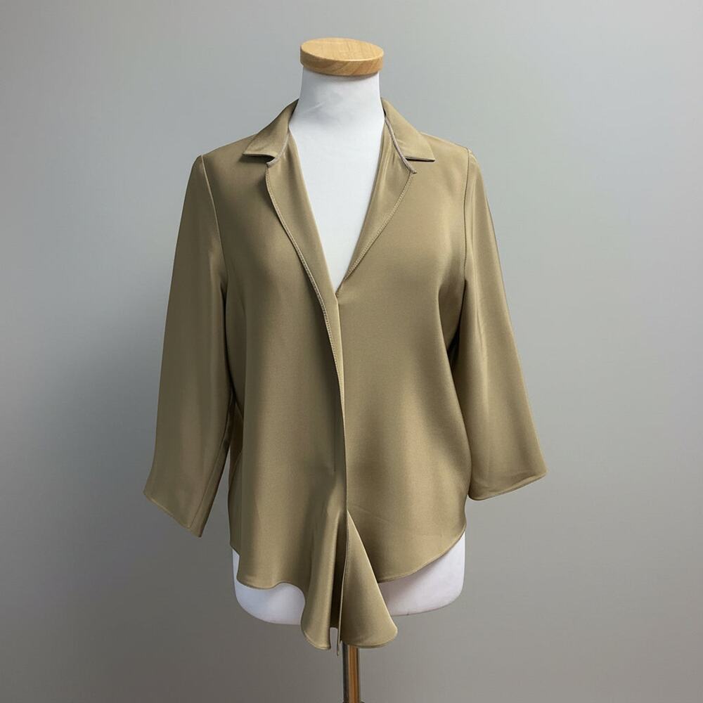 Peter Cohen khaki silk Frolic blouse, size P